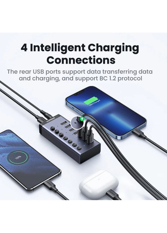 Концентратор USB 3.0 CM481 HUB с дополнительным питанием USB Type-C 7in1 чорный (90307) Ugreen (371632375)