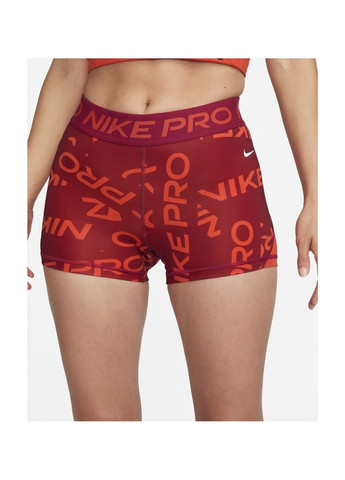 Шорты женские Pro WomenS Mid-Rise 3 Printed Shorts Red Nike (382249476)