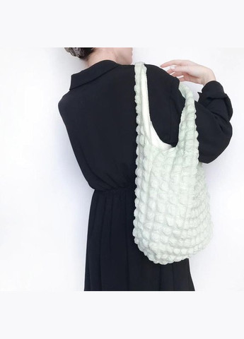 М'ятна сумка-шопер в кубик велика м'яка корейський стиль фактурна рельєфний візерунок об'ємна комфортна повсякденна вінтаж няшна No Brand (322059697)