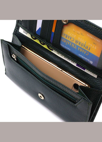 Практический женский портмоне из натуральной кожи флотарий 21854 Зеленый Canpellini (298920703)