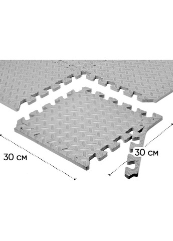 Татамі мат 8 шт (30х30х1 см) хвіст ластівки сірий EasyFit (362034985)