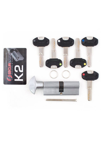 Циліндр 3200pcs45451x5 К2 45/45 мм 5кл +1 монтажний ключ/ручка мат.хром Securemme (322648214)