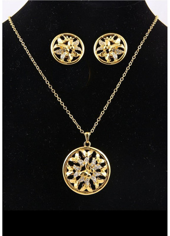 Позолочений набір - кулон на ланцюгу і сережки метелики, 2674 No Brand (369504996)