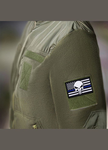 Набор шевронов 2 шт. с липучкой Череп Карателя Флаг США синяя полоска, полицейский 5х8 см, патч нашивка IDEIA (300229032)