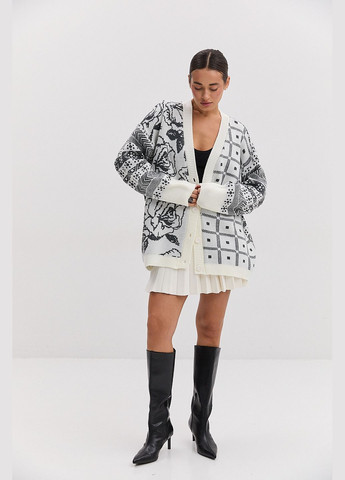 Жіночий в'язаний оверсайз кардиган з квітковими і геометричними візерунками Arjen (316301674)