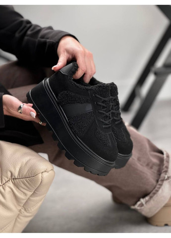 Стильные женские кроссовки No Brand чёрные зима (369717922)