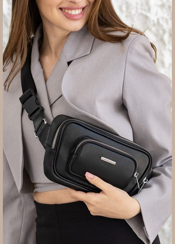 Шкіряна поясна сумка-бананка Трапеція чорна (A-027706) BlankNote (327874255)