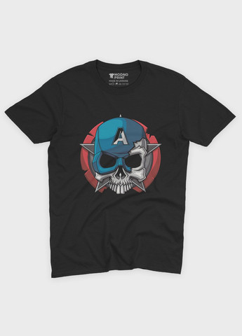 Черная мужская футболка с принтом супергероя - капитан америка (ts001-1-bl-006-022-003) Modno