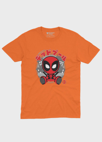 Оранжевая демисезонная футболка для мальчика с принтом антигероя - дедпул (ts001-1-ora-006-015-006-b) Modno