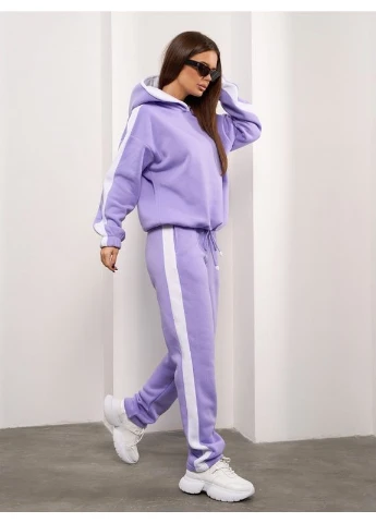 Черный костюм на флисе с оранжевыми вставками No Brand (402233464)