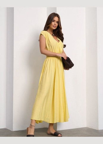Желтое повседневный платья на запах ISSA PLUS однотонное