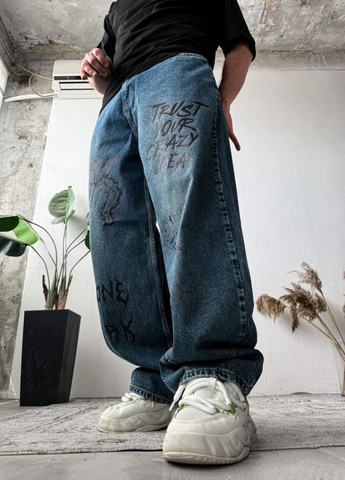 Синие демисезонные джинсы дтф No Brand