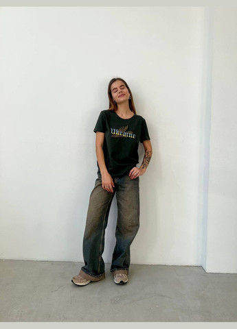 Хаки (оливковая) женская футболка кулир No Brand