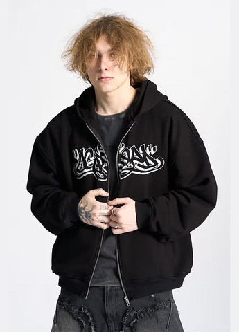 Худи зиппер оверсайз Tag черного цвета OGONPUSHKA (327369302)