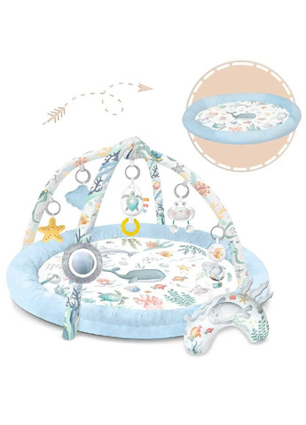 Развивающий интерактивный игровой коврик для детей малышей с игрушками подушкой (476610-Prob) Океан голубой Unbranded (285738607)
