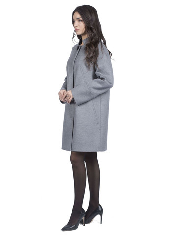 Сіре демісезонне Жіноче вовняне пальто сіре класичне з брошкою та кишенями Stella Polare (, ), 45994 No Brand