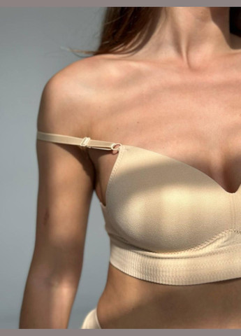 Бежевий демісезонний базовий комплект білизни для жінок безшовна жіноча білизна топ і стринги рожевий для повсякденного комфорту No Brand