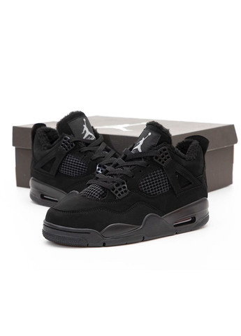 Чорні Зимовий кросівки зимові чоловічі nike air jordan 4 winter black cat fur | найк аір джордан 4 чорні з хутром No Brand