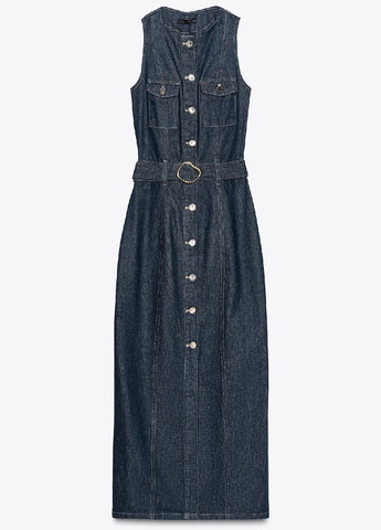 Синее джинсовое платье Zara однотонное