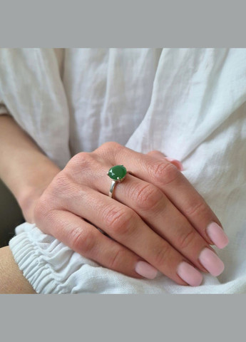 Серебряное кольцо с Большим камнем имит. Хризопраз 19.5 размер серебро 925 пробы 1455 2.00г No Brand (332996810)