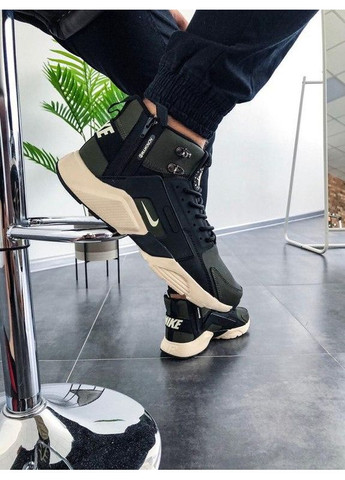 КРОСІВКИ ЖІНОЧІ NIKE HUARACHE CITY MID LEATHER X ACRONYM MID KHAKI BLACK НАЙК ХУАРАЧІ No Brand чорні демісезони (367168705)
