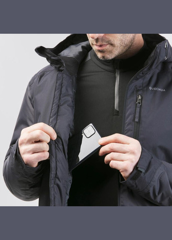 Черная демисезонная куртка мужская sh500 для зимнего туризма водонепроницаемая -10°c. Quechua