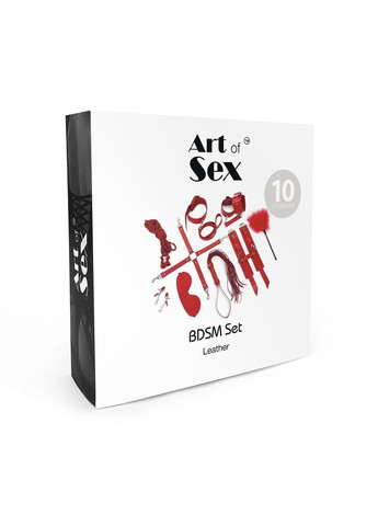 Набір BDSM – Set Leather, 10 предметів, чорний, натуральна шкіра Art of Sex (339866148)
