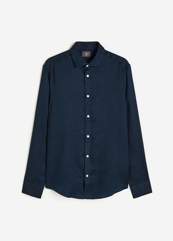 Темно-синяя повседневный рубашка однотонная H&M