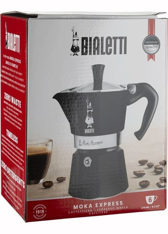 Гейзерная кофеварка Moka Express 270 мл. 6 чашек Черная (R-13988-VS) Bialetti (303348009)