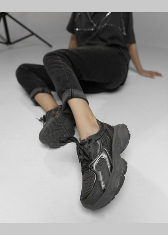 Стильные женские зимние кроссовки черные No Brand чёрные зима (305076292)