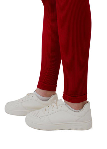 Красные демисезонные леггинсы в рубчик с моделирующим швом сзади leggings rib winery s/m No Brand
