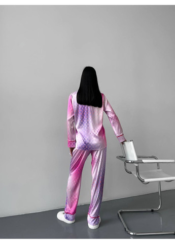 Рожево-лілова всесезон жіноча піжама | рожево-лілова сорочка + брюки Vital-Textile 1189
