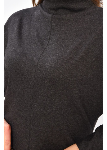 Темно-сіра кежуал сукня жіноча однотонна темно-сірого кольору з баскою Let's Shop однотонна