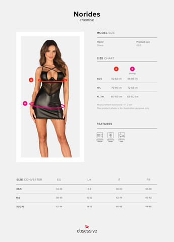 Сорочка Norides chemise & thong XL/2XL - CherryLove Obsessive (339868165)