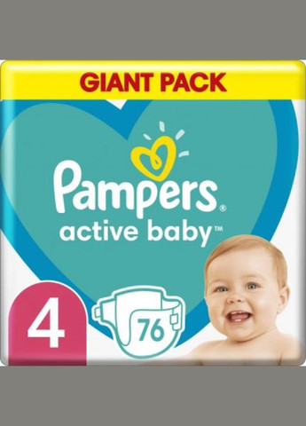 Підгузок Active Baby Maxi Розмір 4 (914 кг) 76 шт (8001090949615) Pampers active baby maxi розмір 4 (9-14 кг) 76 шт (268144759)