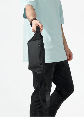 Чоловіча сумка на пояс бананка Tirso чорна тканева Sambag (325442994)