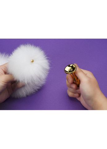 Анальна пробка з довгим білим хвостом з лисячого хутра UPKO (331171535)