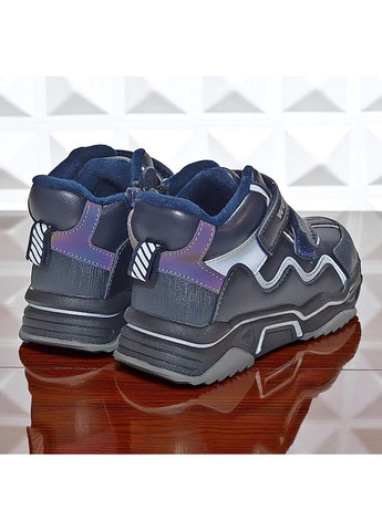 Синие спортивные, повседневные осенние демисезонные утепленные ботинки на липучках хайтопы на флисе для мальчика вистеп Weestep