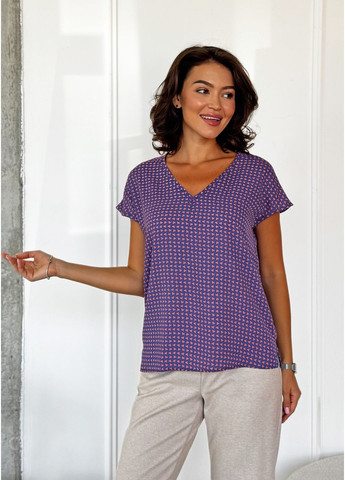 Фіолетова стильна жіноча блуза з коротким рукавом INNOE Блузка