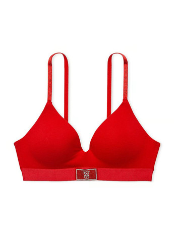 Червоний демісезонний комплект білизни (ліф+трусики шортики) logo shine patch Victoria's Secret