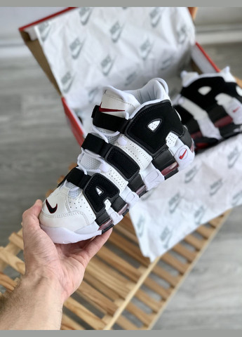 Чорно-білі всесезон кросівки чоловічі і жіночі nike air more uptempo black white | найк аір мор уптемпо чорні білі No Brand