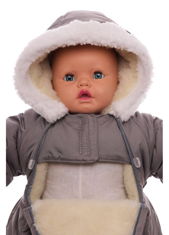 Чоловічок на хутрі без логотипу сірий 74 см (51181) BABYKROHA (315340810)