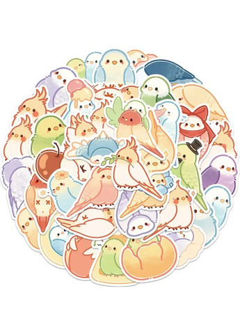 Наклейки стікери, набір наліпок 50 штук для скрапбукінгу, блокнотів, телефону та іншого, Папужка Love No Brand (370290422)