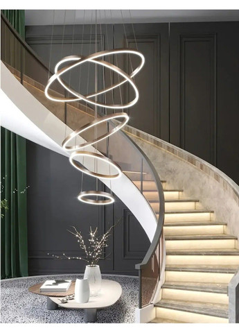 Світлодіодна люстра Олімпія PJ812С-5 20+30+40+80+100см (5 кілець) Коричнева No Brand (331639602)