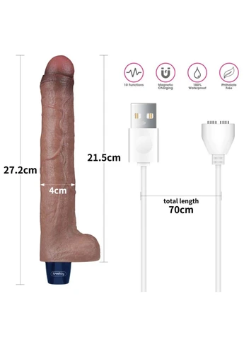 Мультишвидкісний вібратор Real Softee Rechargeable Silicone Vibrating Dildo 10.5 Lovetoy (305570732)