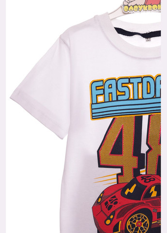 Белый летний костюм с коротким рукавом для мальчика трикотажный 48 белый 116 см (31235) BABYKROHA