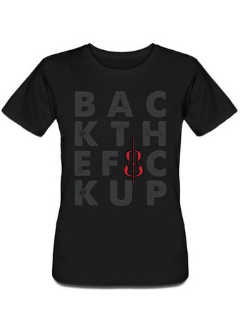 Чорна літня жіноча футболка apocalyptica - back the fuck up, шварц (чорна) Fat Cat
