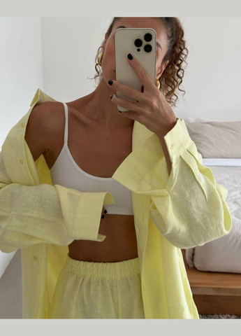 Жіночий лляний костюм вільна сорочка та шорти MonCher (338186297)