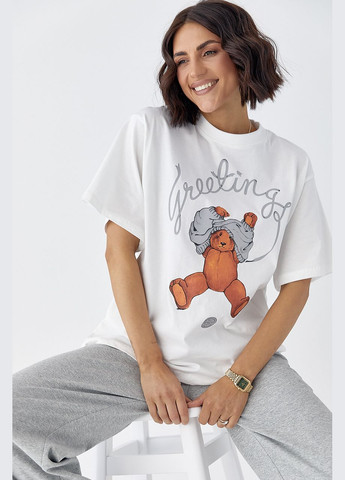 Хлопковая футболка с мишкой Lurex - (330357624)