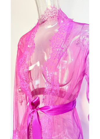 Халат полупрозрачный короткий с кружевом соблазнительный трусики в комплекте цвет белый No Brand Сабріна (322649010)